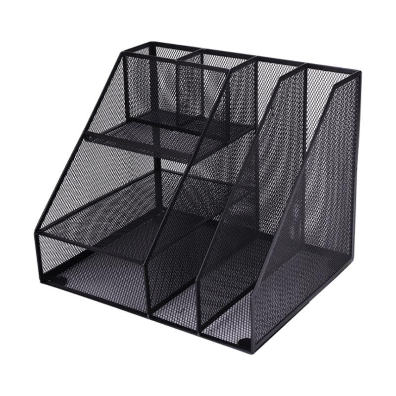 -Home Office Desktop Office storage File Rack Organizer Sorter Black Metal Mesh