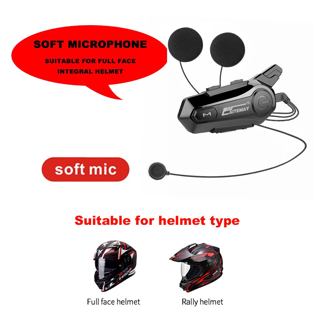 Moto hjelm intercom headset bluetooth-kompatibel 5.0 motorcykel øretelefoner trådløs interphone højttaler hovedtelefon håndfri opkald: 1 x blød mikrofon
