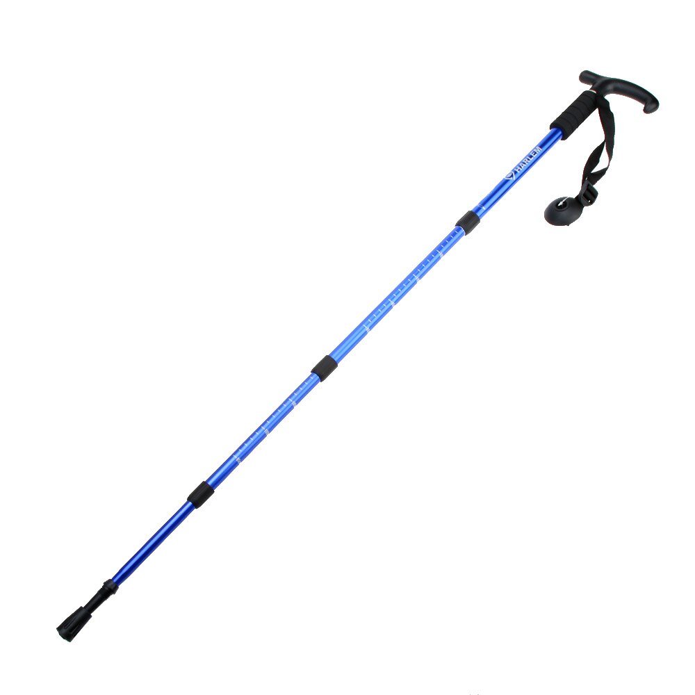 4 Section 6061 Aluminum Alloy Adjustable Telescopic Hiking Walking Stick Trekking Pole T Shape Grip Anti-shock Anti-skid: Blue