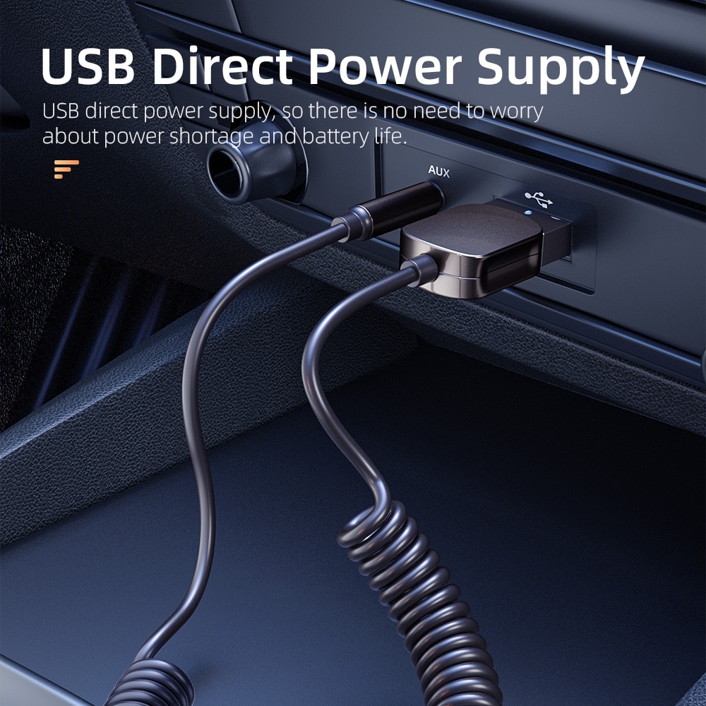 Essager Adapter Bluetooth Aux Dongle USB do gniazda 3,5 mm Car Audio Aux Bluetooth 5.0 Zestaw głośnomówiący do odbiornika samochodowego BT Transmitter