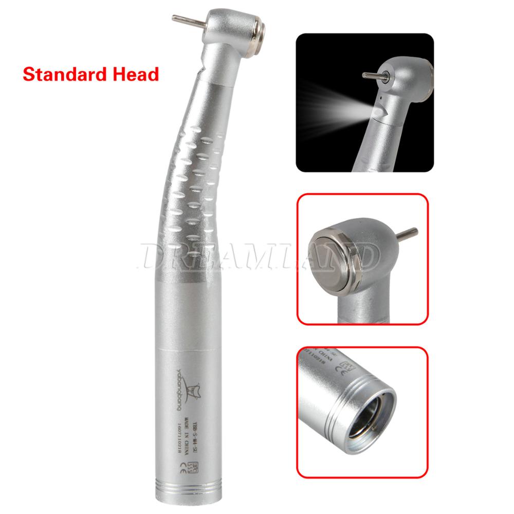 Dental Fiber Optic LED Turbine High Speed Push Button Handpiece Standard/Big/Mini Head & 6/4/2Hole Quick Coupler: YB6 handpiece only