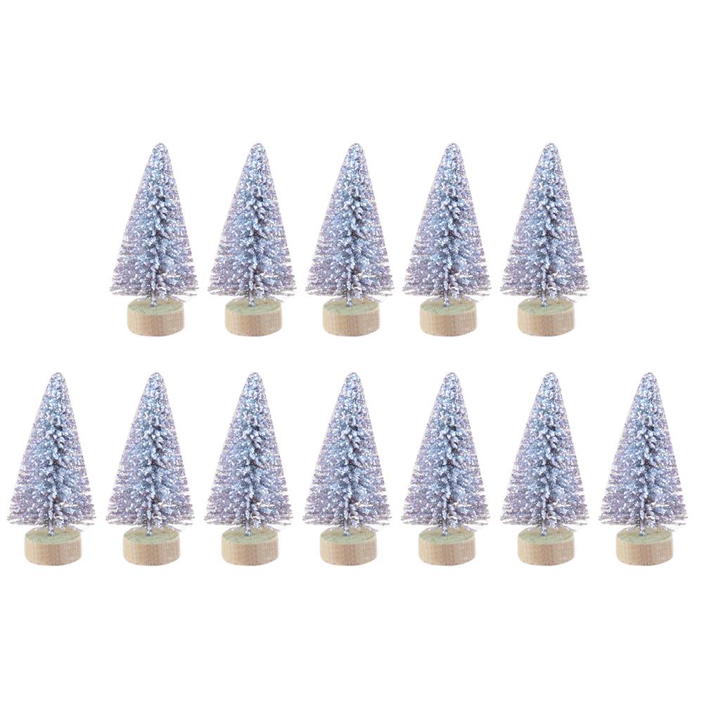 12 Stuk Mini Kerstboom Sisal Zijde Ceder-Decoratie Kleine Kerstboom-Goud Zilver Blauw Groen Wit mini Boom
