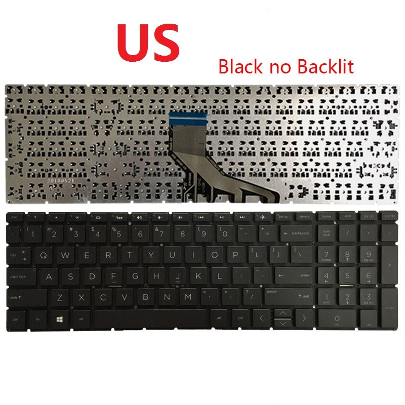 Us/Uk/Sp/Spaans/La Latin Keyboard Voor Hp 17-Door 17T-BY 17-CA 17Z-CA 15S-DU 15S-DY 15-DY 15-DW 15-CS 15t-DA TPN-C139 TPN-Q208: US Black no backlit