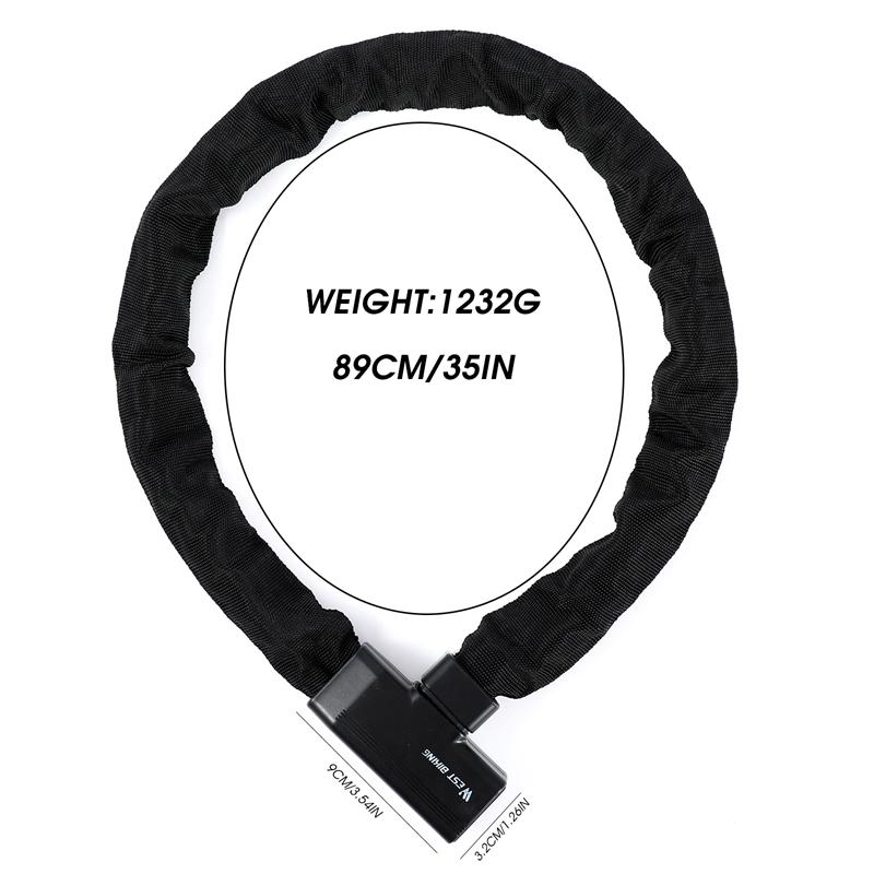 WEST BIKING Bicycle Lock Safety Anti-theft MTB Road Bike Chain Lock with 2 Keys Scooter Electric E-Bike Cycling Accessories