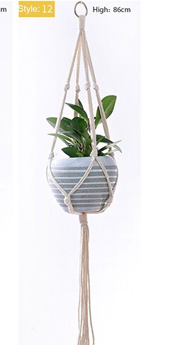 Opknoping Mand Geknoopt Macrame Plant Hanger Cottonflower Mand Lifting Touw Opknoping Mand Bloempot Houder Balkon Tuin Decoratie: 12