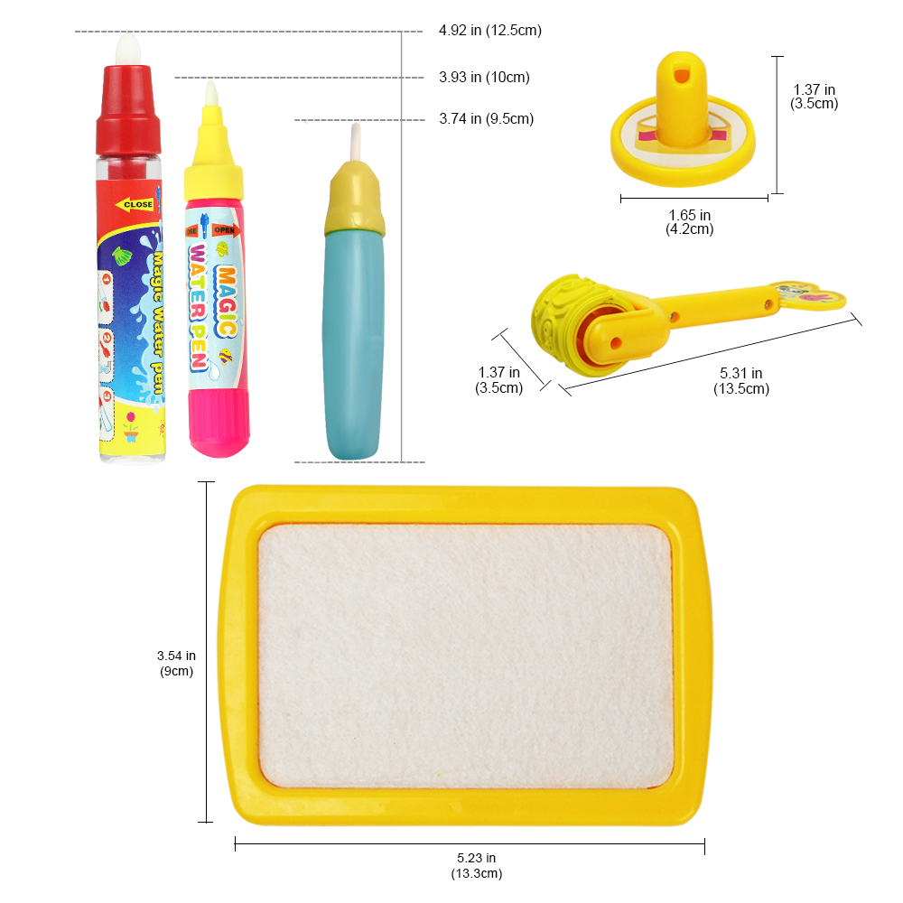 6 Types de tapis de dessin d'eau magique avec stylos et timbres tableau de peinture dans les jouets de dessin grande taille toile Doodle tapis jouets éducatifs