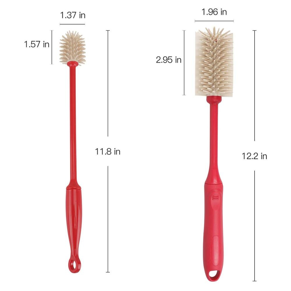 cleanhome Silicone Water Cup Brush Baby Bottle Brush Set Kitchen Cup Scrubber Brush For Cup Cleaner,Red