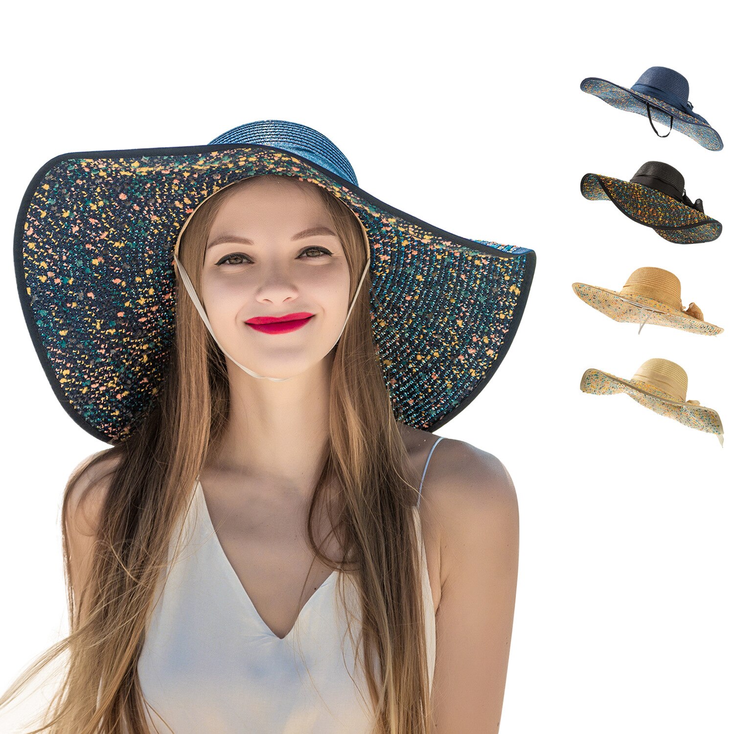 Summer Beach Sun Hat Ladies Hats, round-top broad-brimmed adult Straw hats