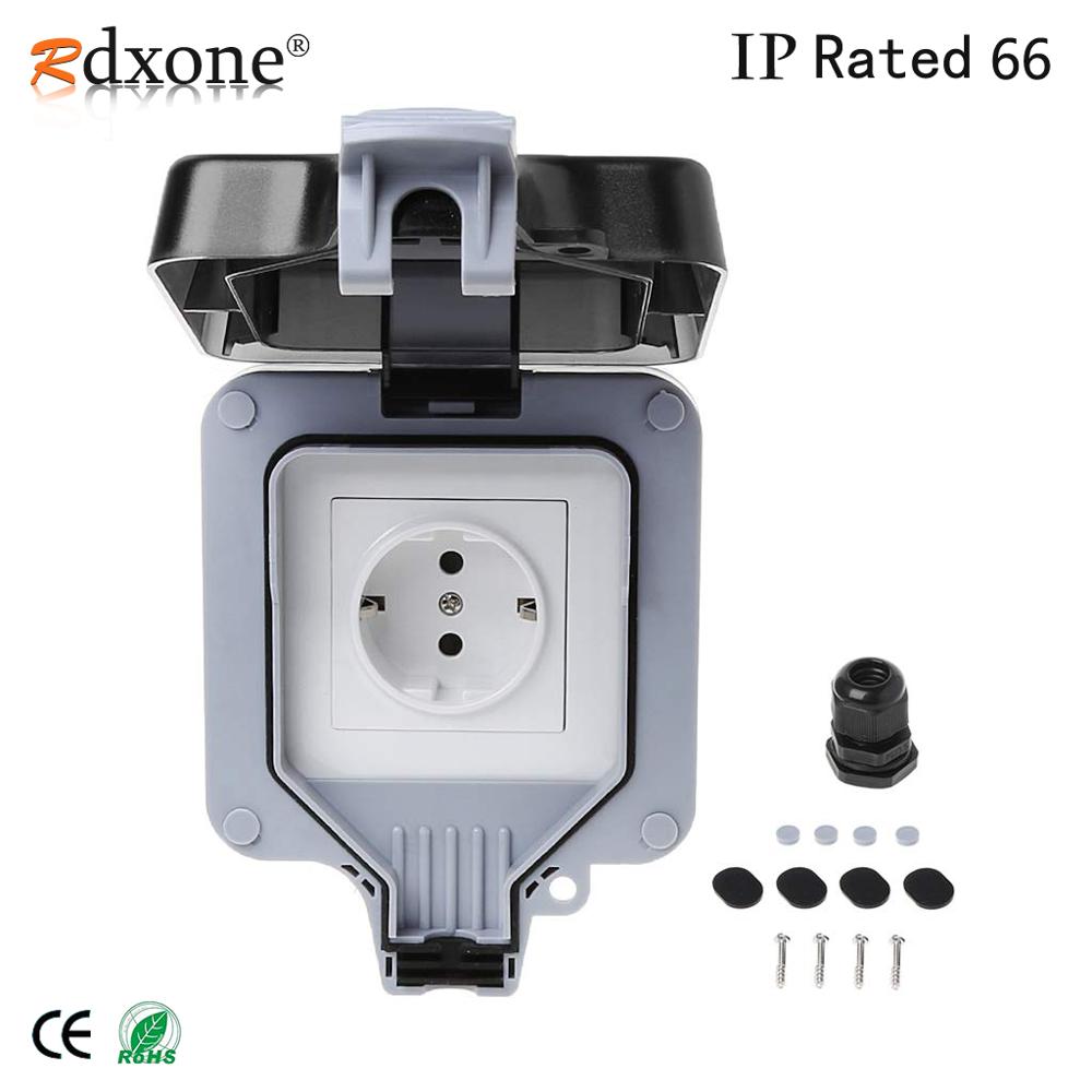 Rdxone 16A Waterproof Outdoor Outlet IP66 Weatherproof Wall Power Socket for Outdoor bathroom waterproof wall socket: IP66 1AC socket