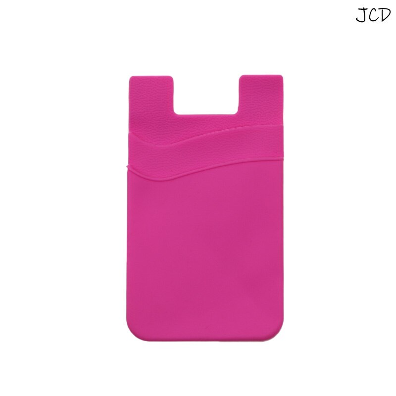 JCD-pegatina adhesiva para teléfono, bolsillo para teléfono móvil, billetera para tarjetas, funda elástica de Lycra para tarjetas de crédito, funda doble para tarjetas de identificación: Rose red