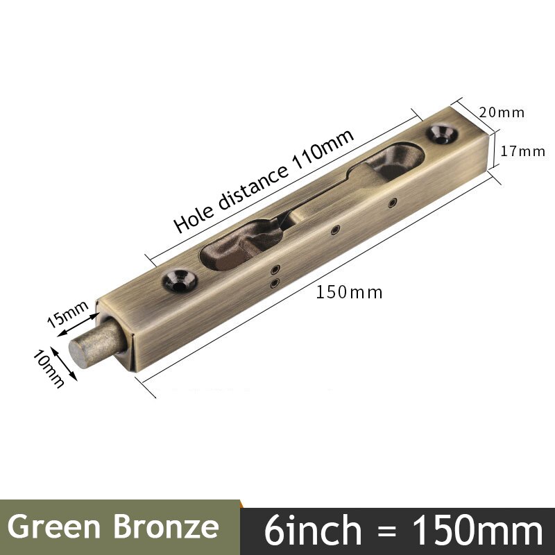 KAK Stainless Steel Hidden Door Bolt Security Guard Door Latch 4/6/8/10 inch Sliding Door Lock Bathroom Bolt Dust Proof Hardware: Green Bronze 6inch