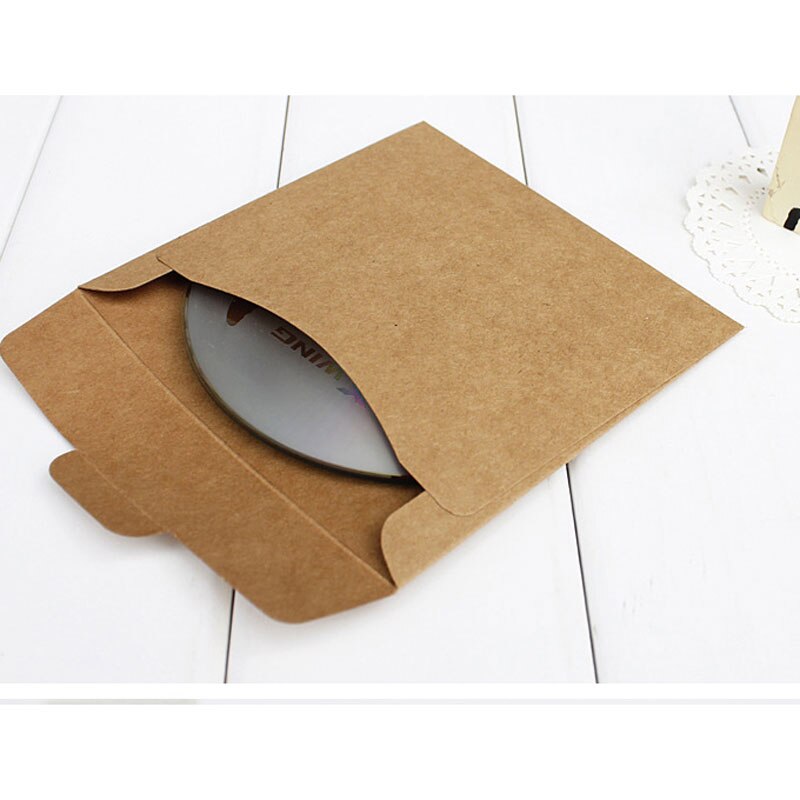 caja de CD 5 unids/lote CD de papel de embalaje de bolsa boda fotografía bolsa puede acomodar 1 discos: beige