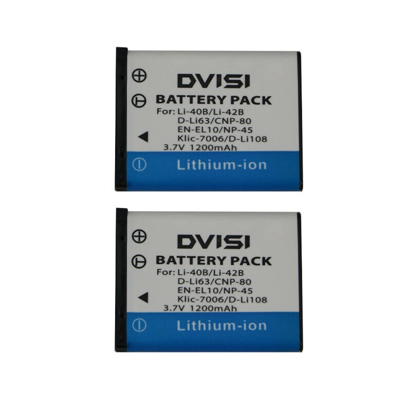 DVISI-Batería de repuesto Li-40B Li 40B 42B, cargador LCD USB Dual para Nikon, EN-EL10, D-Li63, D-Li108, NP-80, CNP80, KLIC-7006: 2pcs battery