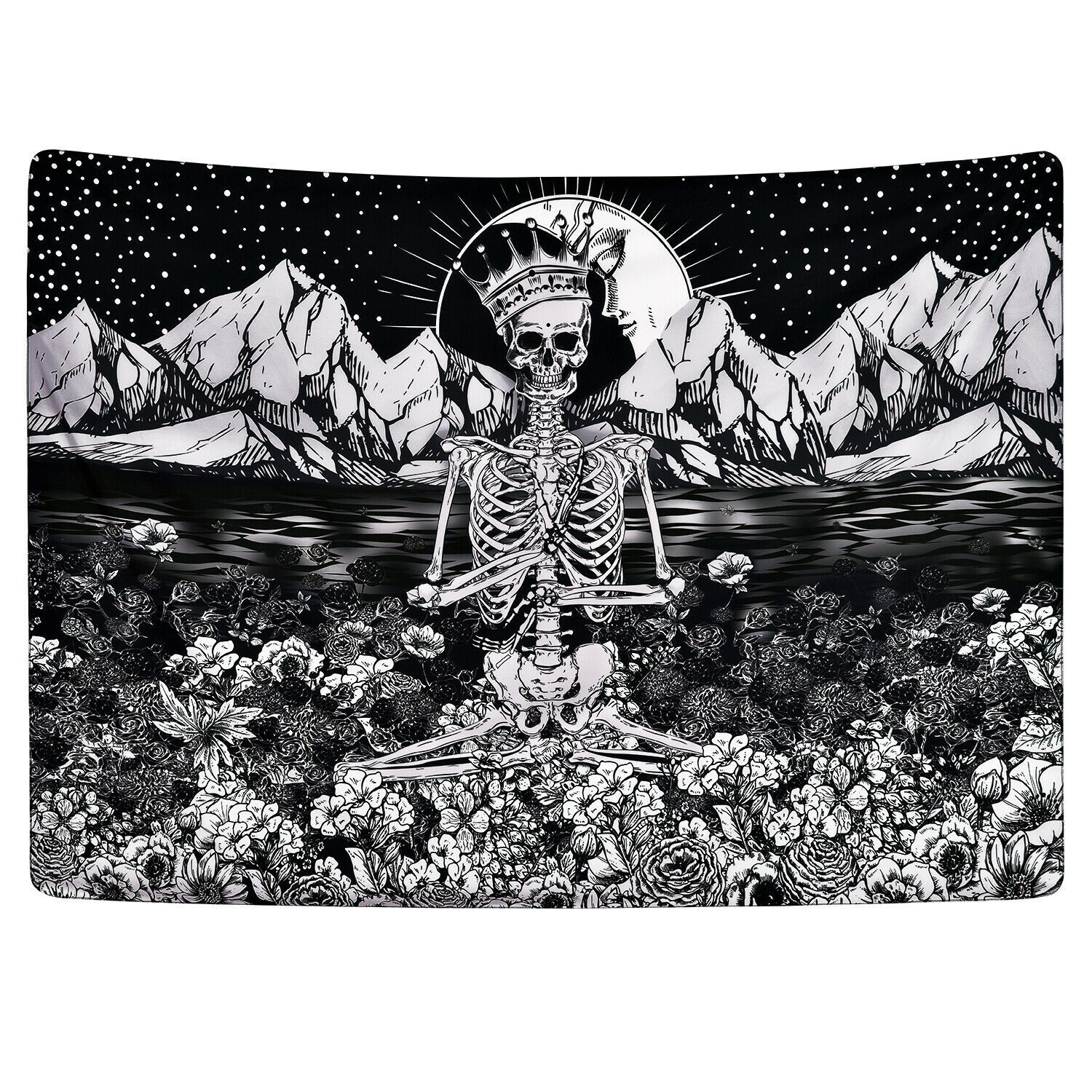 Czaszka ściana z róż gobelinowa narzuta na łóżko ściana wisząca Trippy gobelin dekoracja sypialni