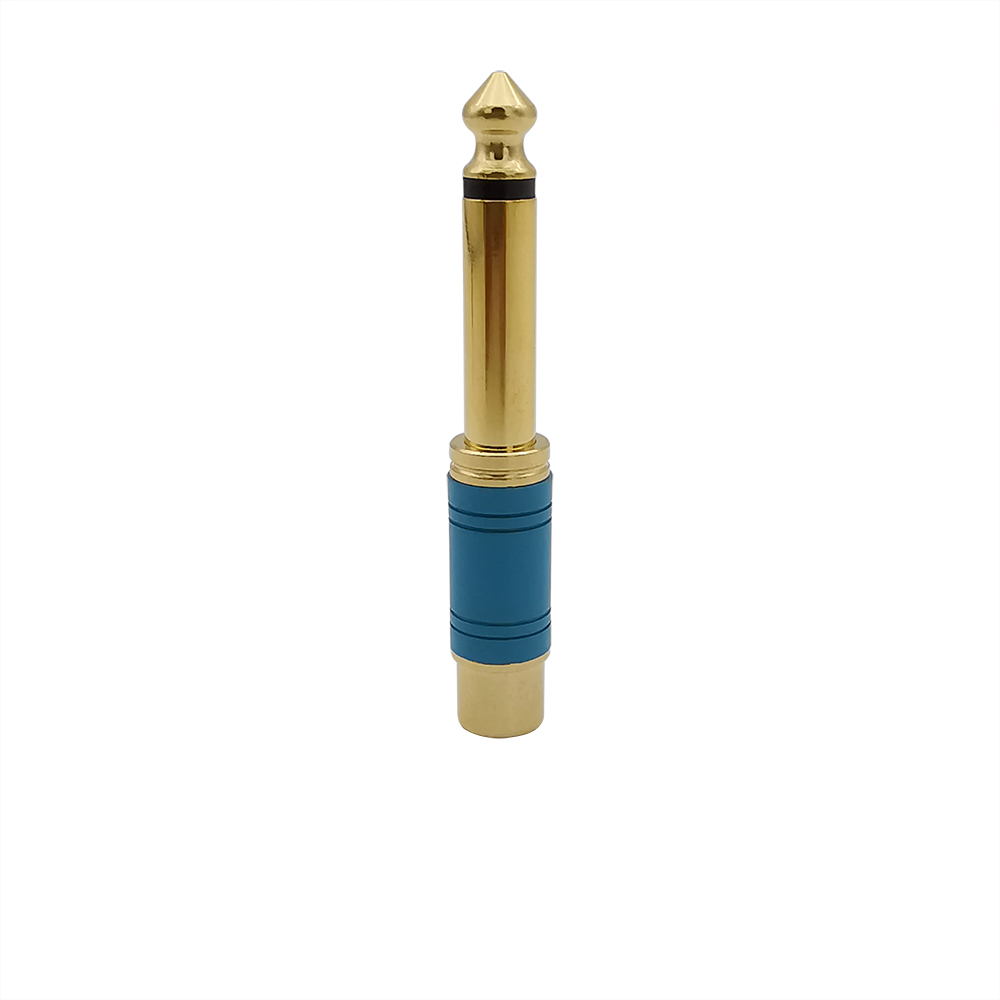 RCA 6,35mm Mono macho enchufe a RCA hembra Jack adaptador de altavoz conector convertidor conector Jack conector de Audio: Gris oscuro