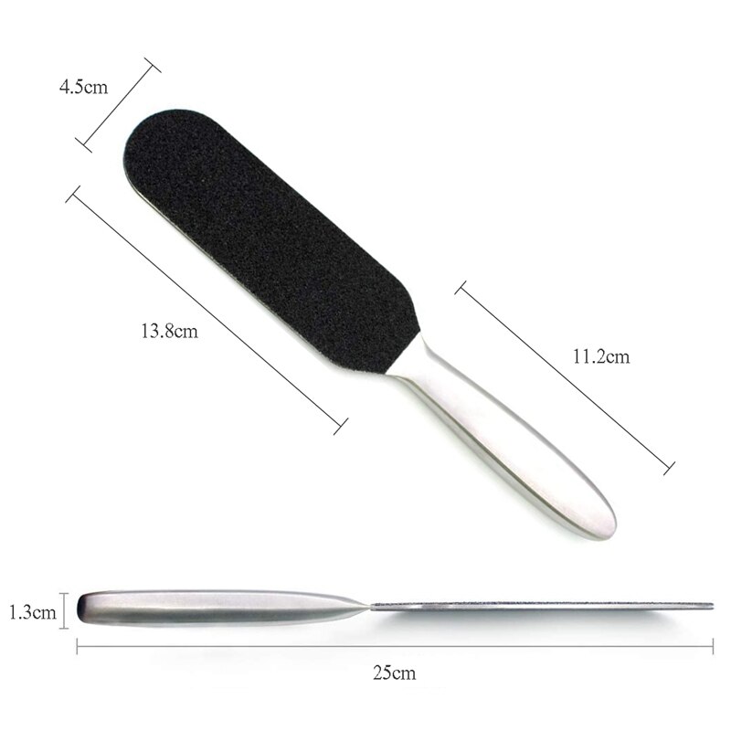 Stainless Steel Foot Rasp Scrubber With 10pcs Free Refill Grits Replacement Pads For Pedicure Foot Dead Skin Remover