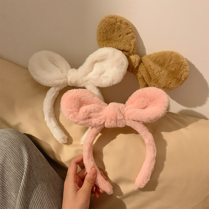 Diadema con Orejas de conejo de dibujos animados para mujer y niña, diadema con Orejas de oso y conejito, banda para el pelo para Cosplay, aro para el pelo de felpa a la , accesorios para el cabello