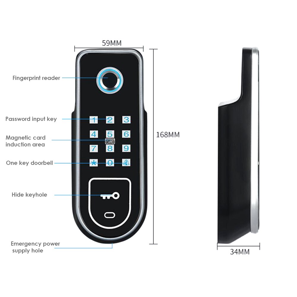 Hide Key Digital Keypad Door Lock Fingerprint Lock Remote Control Lock Keyless Door Lock Easy install 13.56Mhz IC card