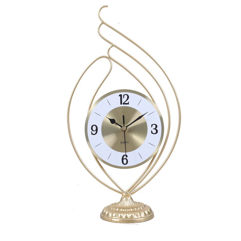 ZGXTM Golden Iron Desktop Clock Desktop Clock Desk Clock Living Room Study Pendulum Clock Desktop Ornament