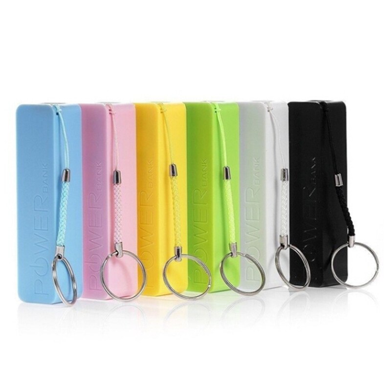 Powerbank Met Sleutelhanger Usb Draagbare 2600 Mah Externe Power Bank Case Pack Doos 18650 Batterij Lader Geen Batterij