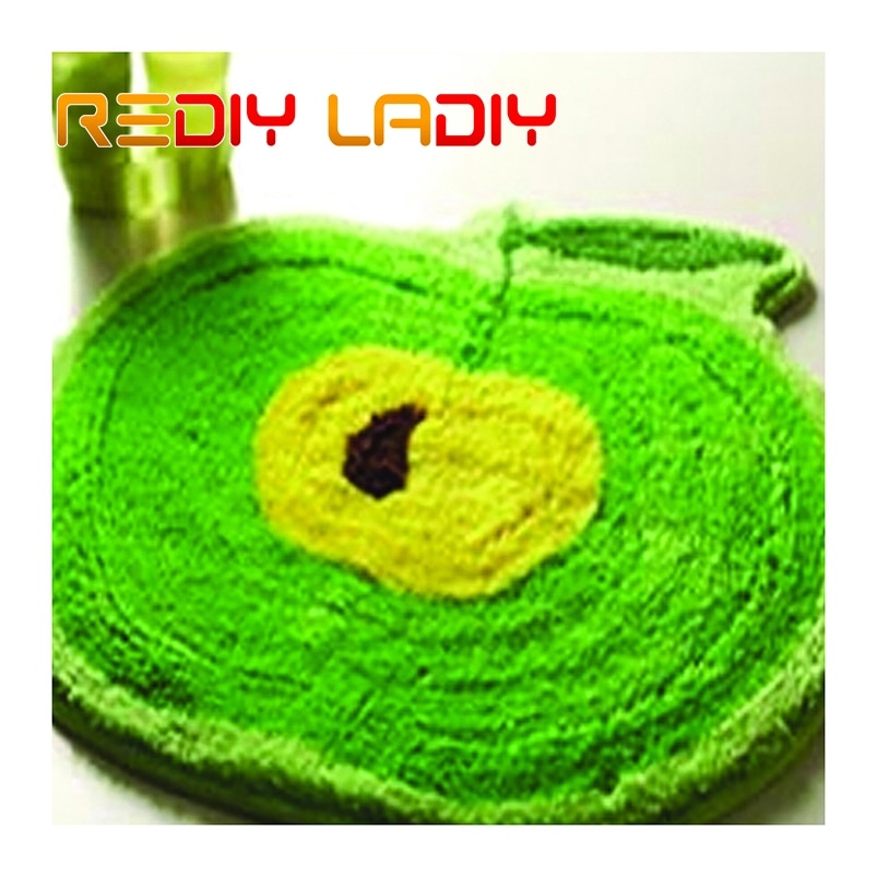 Kits de costura con aguja de lengüeta para alfombra, Alfombra de ganchillo, Alfombra de lana acrílica de Color verde manzana impresa, cojín de lona, tapiz de ganchillo, decoración de sofá