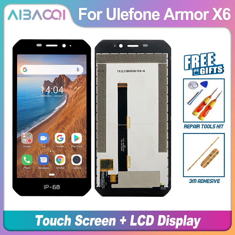 AiBaoQi Zupełnie nowy ekran dotykowy + wyświetlacz LCD Zamiennik do telefonu Ulefone Armor X3 X5 X5 Pro X6 X7 X7 Pro X8 X9