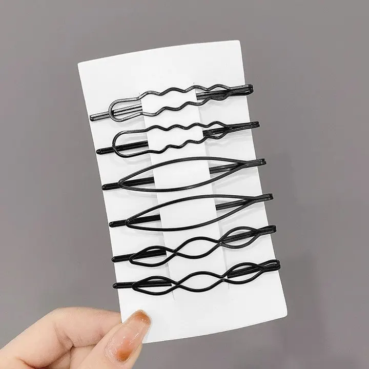 Pasadores de Metal negro para el cabello, horquillas onduladas, horquilla Invisible BB, accesorios para el cabello, 1/20 piezas: S / Negro