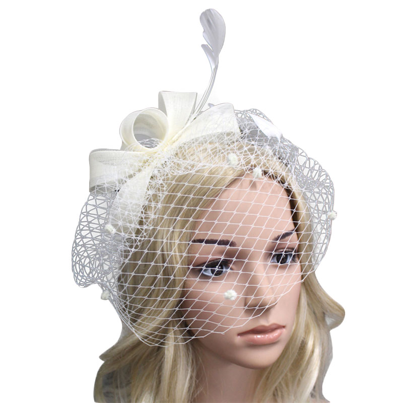 Braut Schleier Hut Fascinator Clip Feder Damen Tag Rennen Hochzeit Party Braut Mesh Tiara Braut Haar Zubehör Haar Schmuck