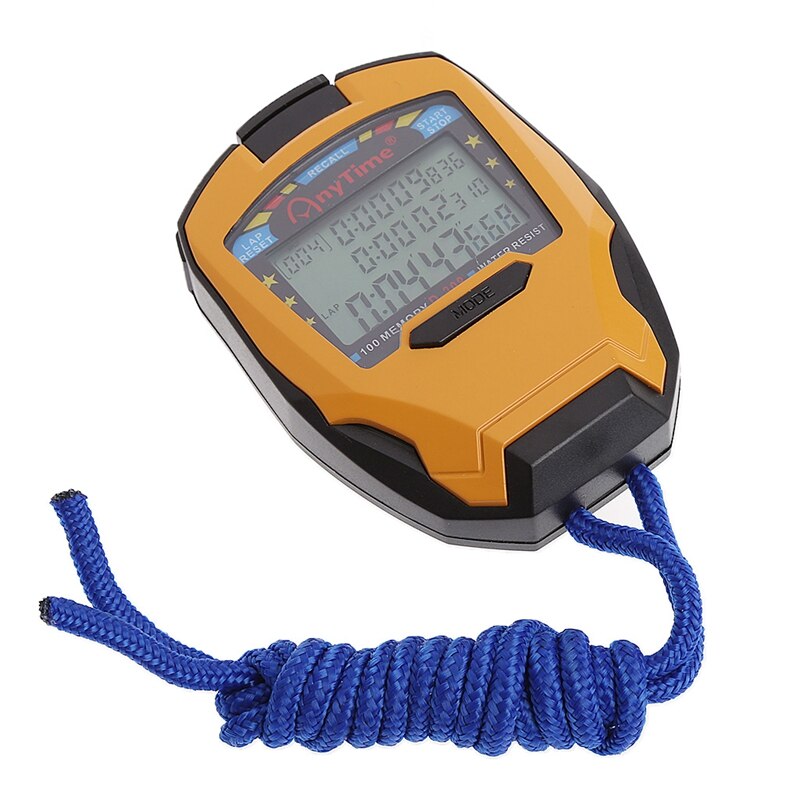Cronometro professionale 3 Righe 100 Giri di 1/1000 Secondi Digitale di Sport Contatore Timer Professionale Atletica Cronometro