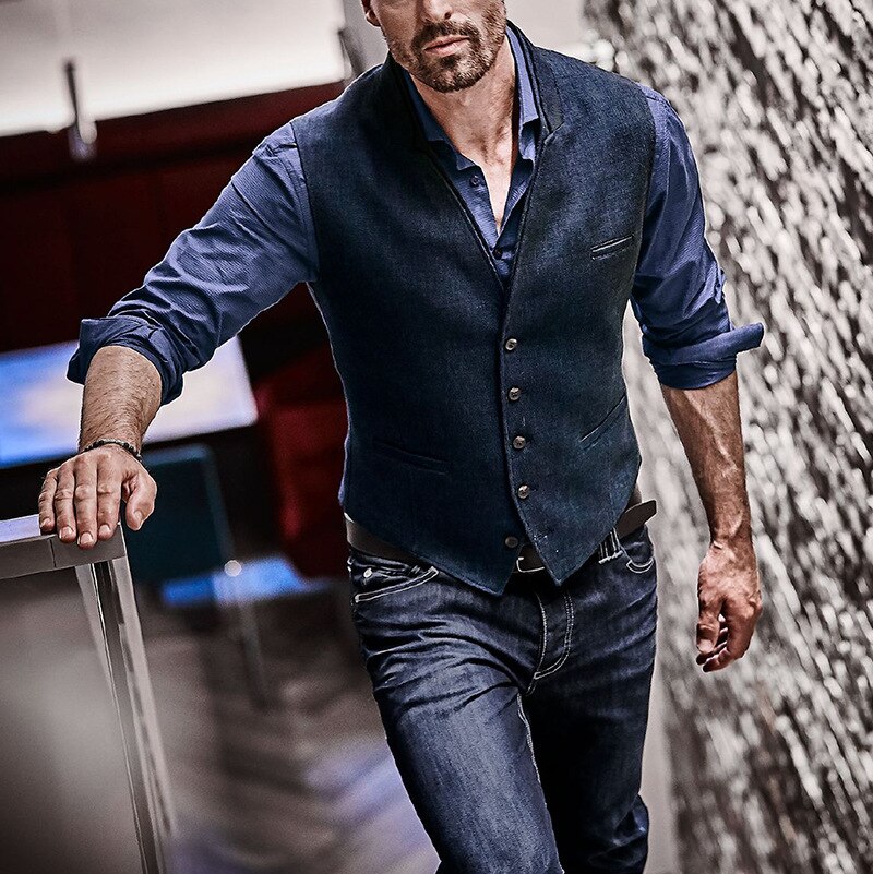 européen américain hommes col en v à la Premium affaires costume gilet simple boutonnage hommes gilet veste