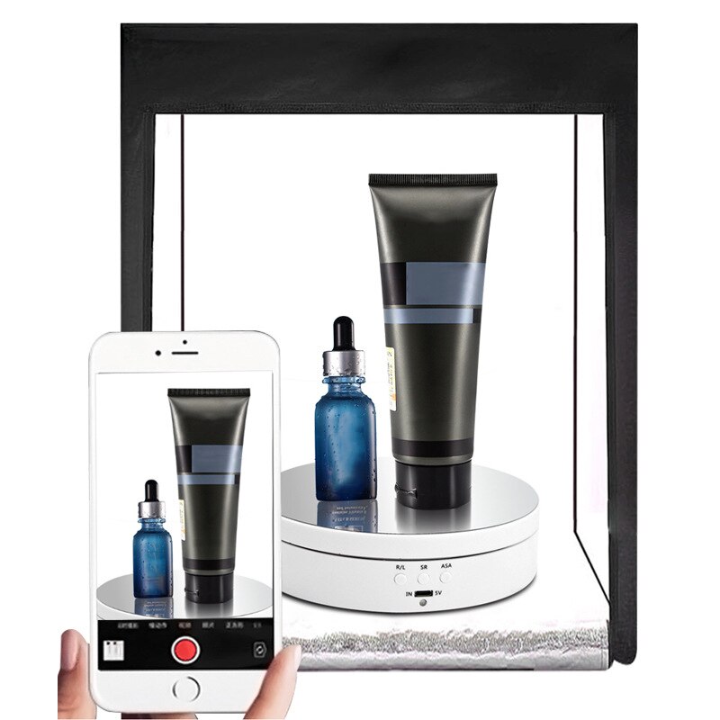 3 Speeds Electric Rotating Table Display Stand Mirror 360 Degree Adjustable Angle Round Display Table Turntable Jewelry Holder