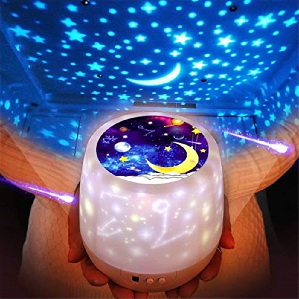 Night Light Projector Star Moon Sky Rotating Battery Operated Bedside Lamp For Children Kids Baby Bedroom Nursery 5 Sets of Film