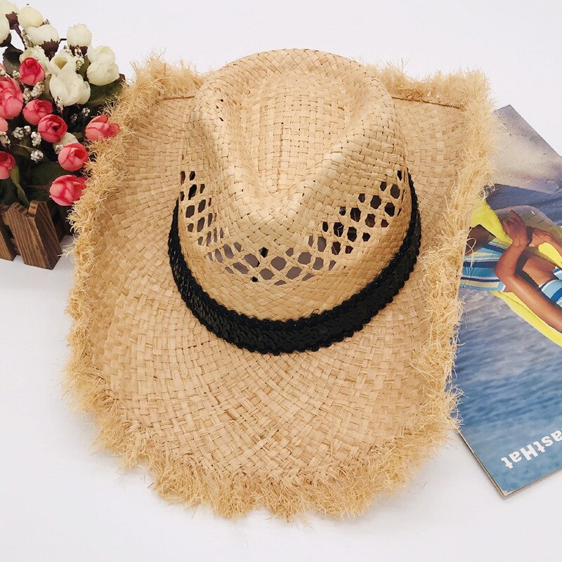 Fashionable Raffia Foldable Summer Women Sun Hats Girls Vintage Beach Panama Hats Men Straw Hats: 1