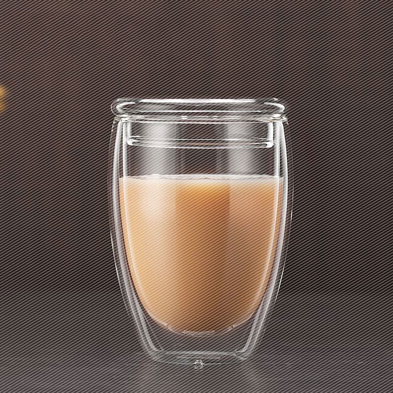 Dubbelwandige Glas Dubbeldeks Glas Mokken Met Deksel Bodum Draaglijk Wijn Bier Glas Ei Vormige koffie Thee Cup