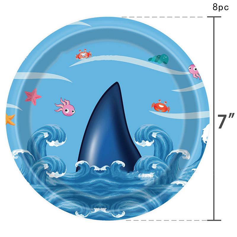 Blue Shark Ocean Theme Birthday Disposable Tableware Under The Sea Plates Napkins Happy Birthday Party Decor Kids Baby Shower: Deep Sapphire