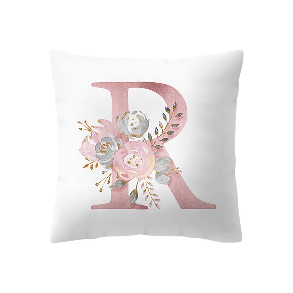 Ensemble de fleurs en forme d'alphabet | Mignon, en forme de fleur, mots simples anglais, housse de coussin pour maison, chambre d'enfants, décoration # LR1: R