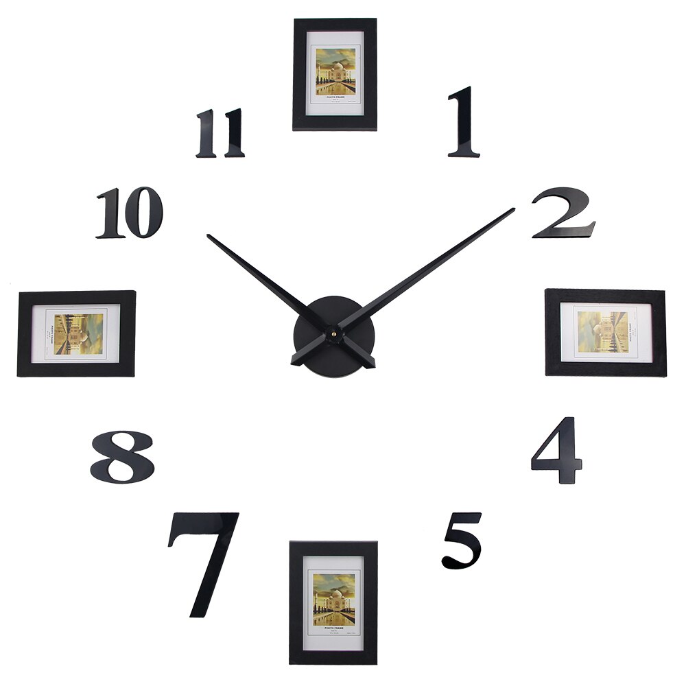 DIY Wall Clock 3D Photo Frame Wall Clocks Large Mute Watch Stickers for Home Decor Photo Frame Diy Wall Clock Watch: Default Title