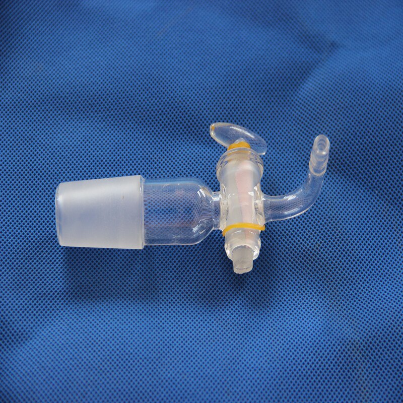 Lab Glass Adapter 90 bend with glass Stopcock, with hose connection, 24/40 joint