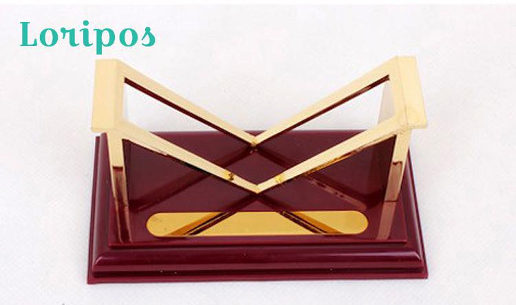 Business Card Holder Box Gorgeous Copper Plating Office Plastic Name Card Holder For Table Setting Desk Storage Case: Default Title