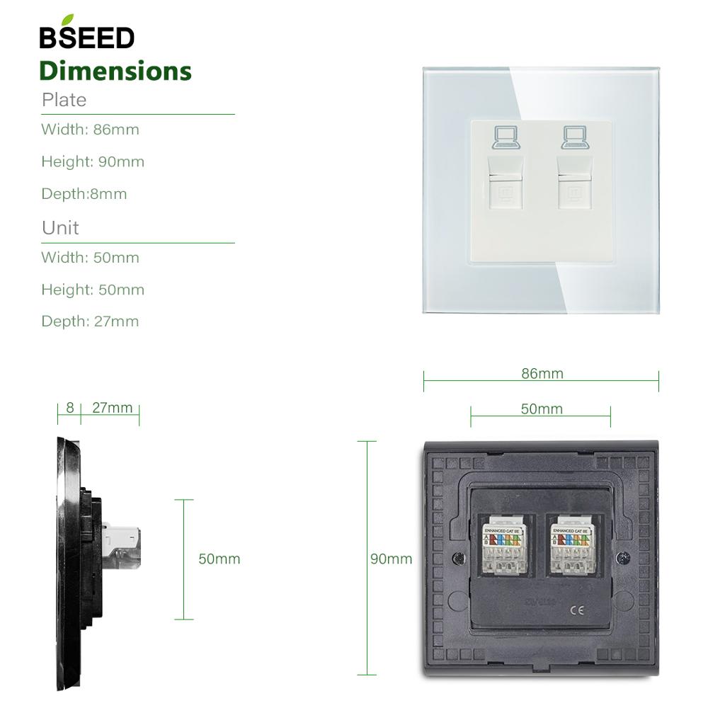 BSEED Double Wall Cat5 Socket Doppelt Telphone Power Outlet Socket