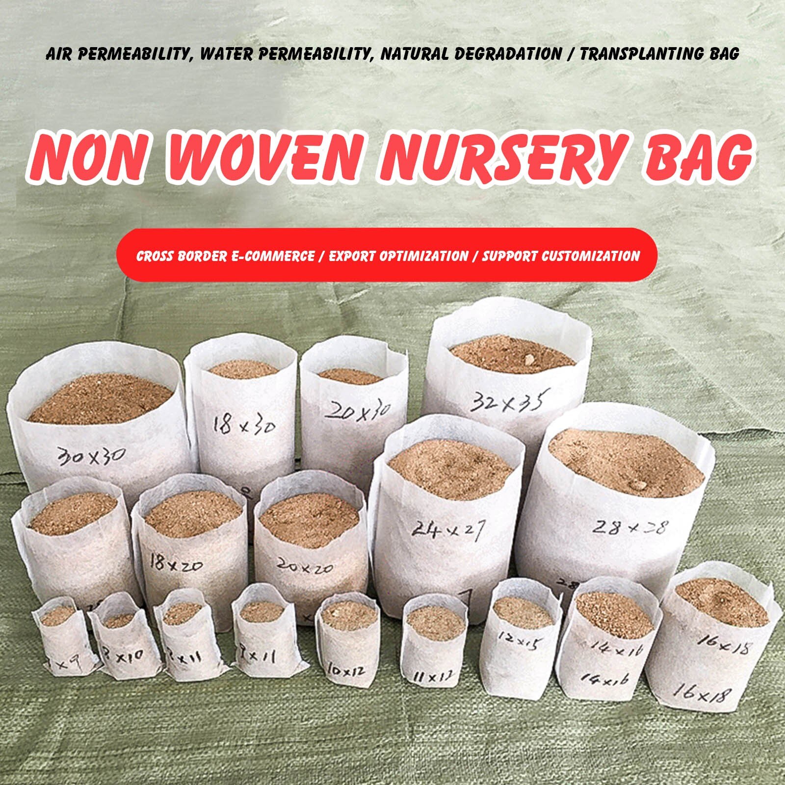 100pcs Seedling Plants Nursery Bags Organic Biodegradable Grow Bags Fabric Eco-friendly Ventilate Growing Planting Bags