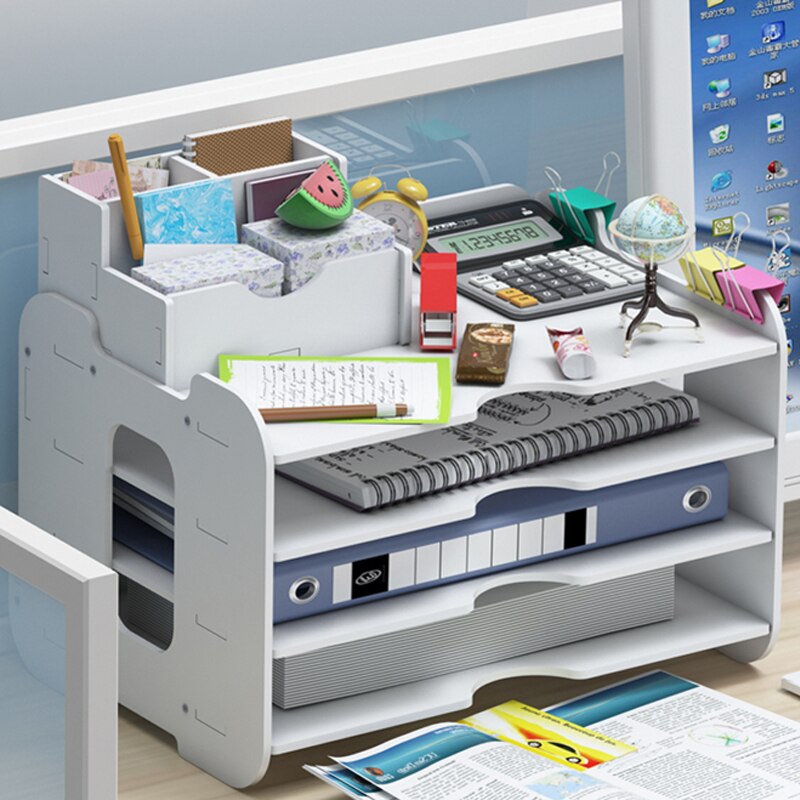 DIY Document Trays White 3 Layers File Tray For Magazine Paper Stand Office School List Supplies Desk Organizer Storage Box
