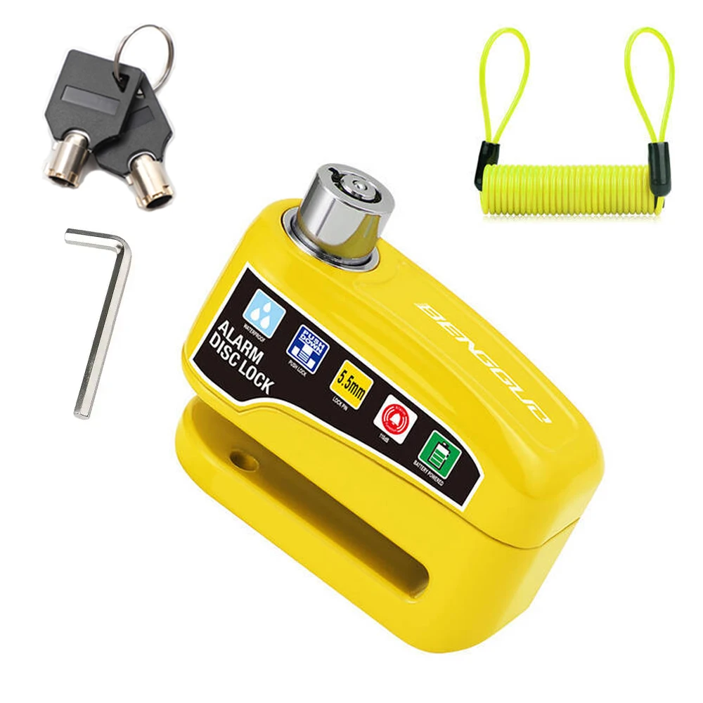 Motorcycle Alarm Wheel Disk Brake Lock with Keys Bicycle Alarm Disc Brake Electric Lock Anti Theft for Bicycle Motor Scooter: Lavender