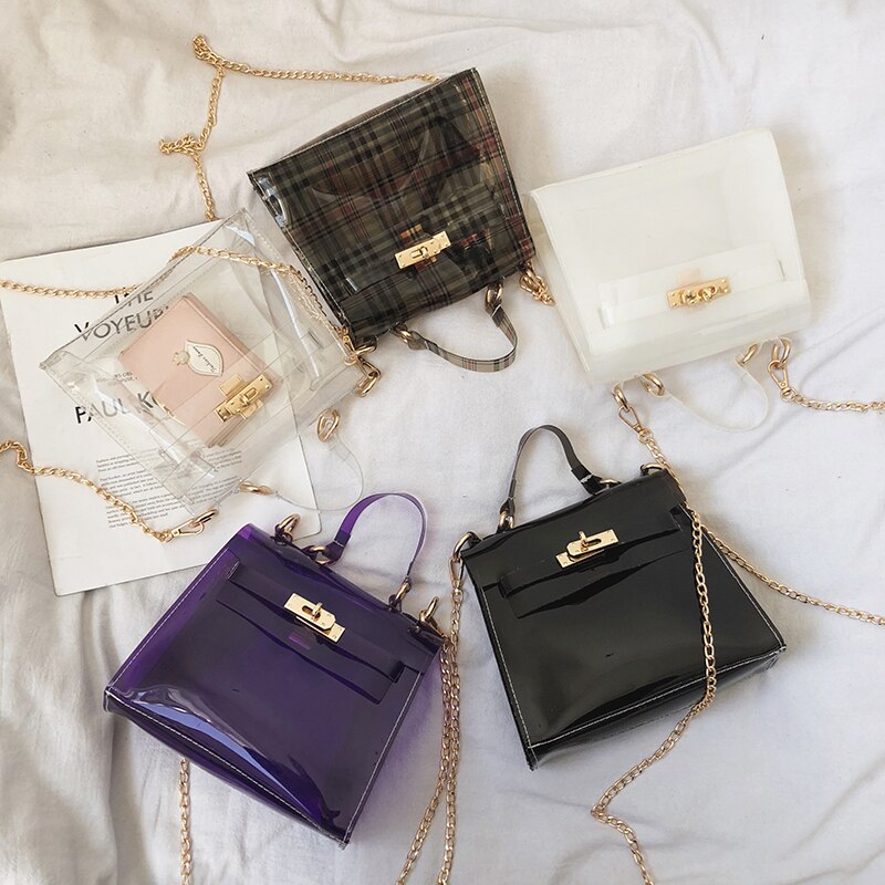 HOCODO Neue PVC transparent Frauen Kupplung Tasche Durchsichtig Handtaschen Abend Tasche Handtasche Kette Schulter Tasche Umhängetasche