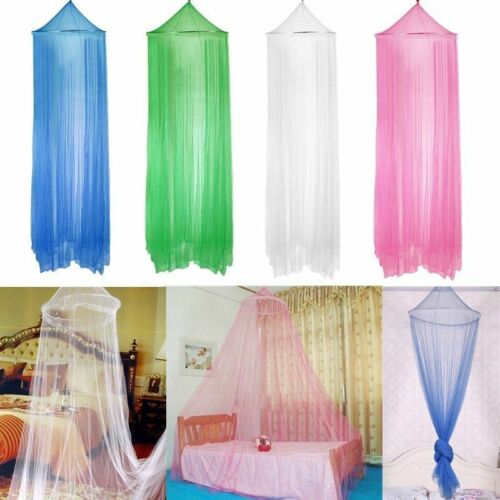 Branco rosa azul redonda cortina de renda cúpula cama dossel rede princesa mosquiteiro