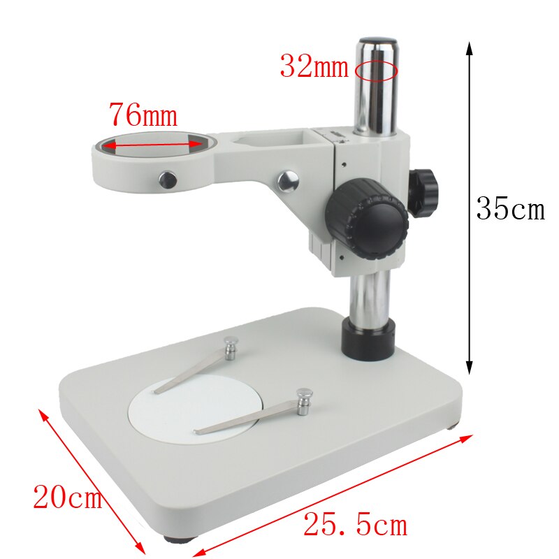 Trinocular Microscope Stereo Microscope Binocular Microscope Adjustable Table Working Stand Holder + 76mm Ring Holde: white 35cm