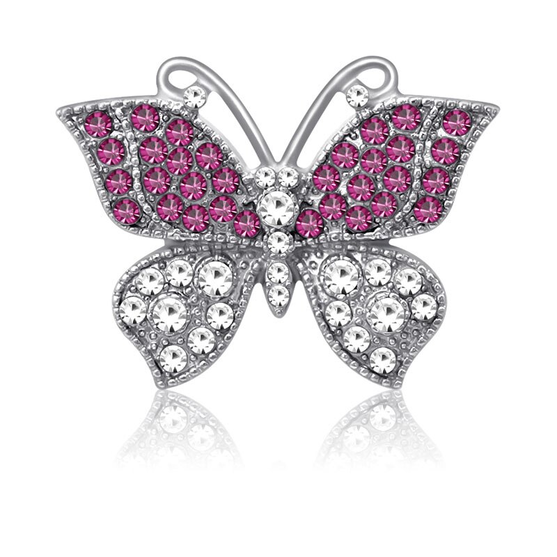 KZ3505 – bracelet papillon en métal, strass, cristal, beauté, boutons à pression, 18MM,: rose