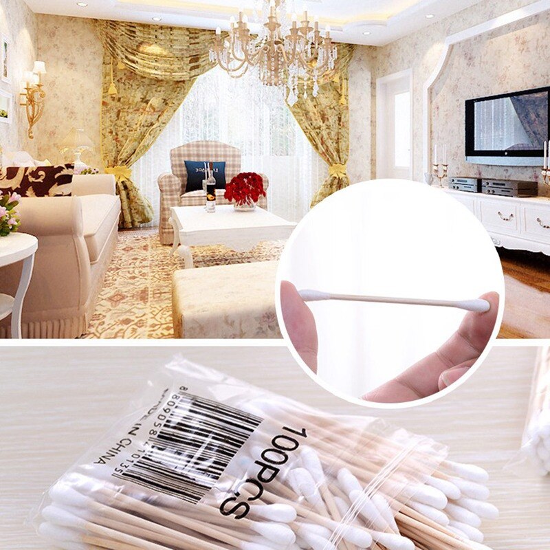 100pcs Cotton Buds Cotton Swabs First Aid Disinfection Ear Cleaning Wood Sticks Makeup Health Tools Tampons Cotonete