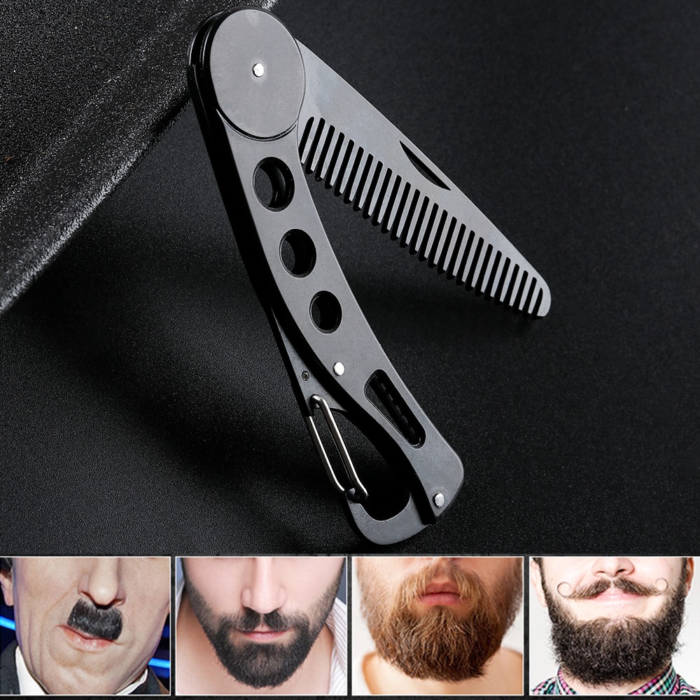 1PCS Men Beard Styling Comb Stainless Steel Folding Comb Anti Static Mustache Comb Hairdressing Tools