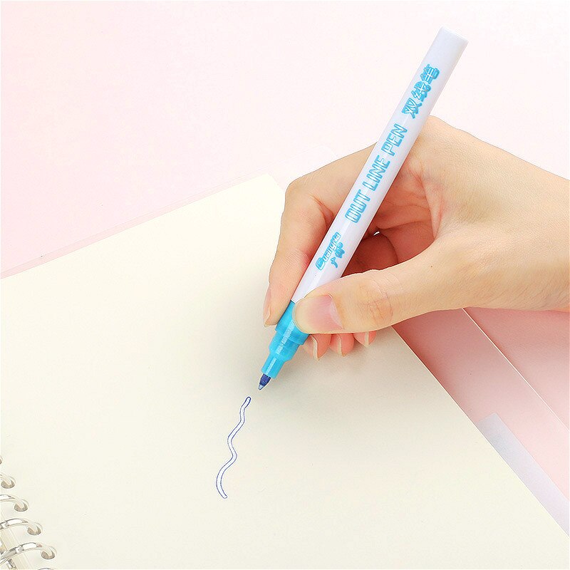 LLD 12Colors Metallic Double Lines Highlighter Out Line Pen Stationery Art Drawing Art Marker Calligraphy Lettering Scrapbooking
